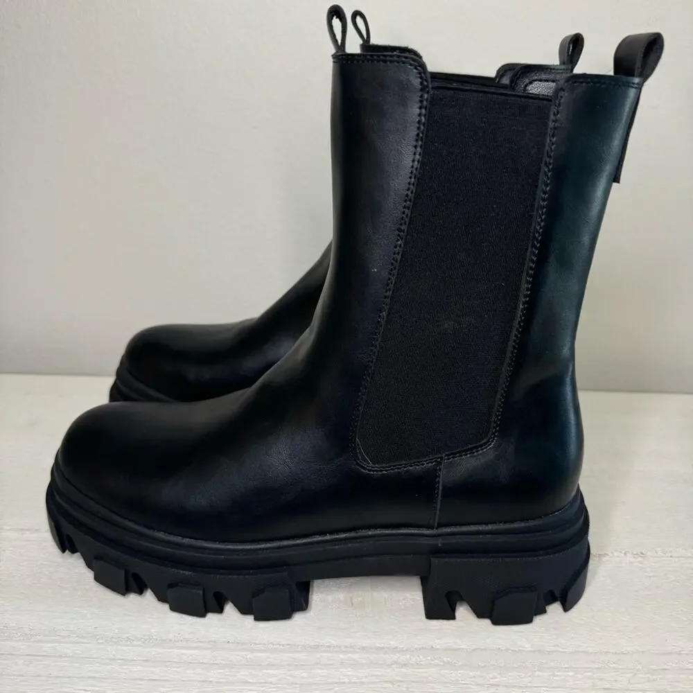 DREAM PAIRS Block Chelsea Platform Ankle Booties Black Womens Boots Size 9 - Picture 5 of 9